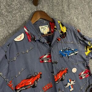 Big Dogs Mens Medium Hawaiian Shirt Muscle Cars All Over‎ Print Rayon